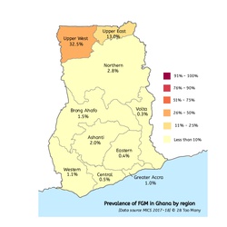 Prevalence Map: FGM in Ghana (2017-18)